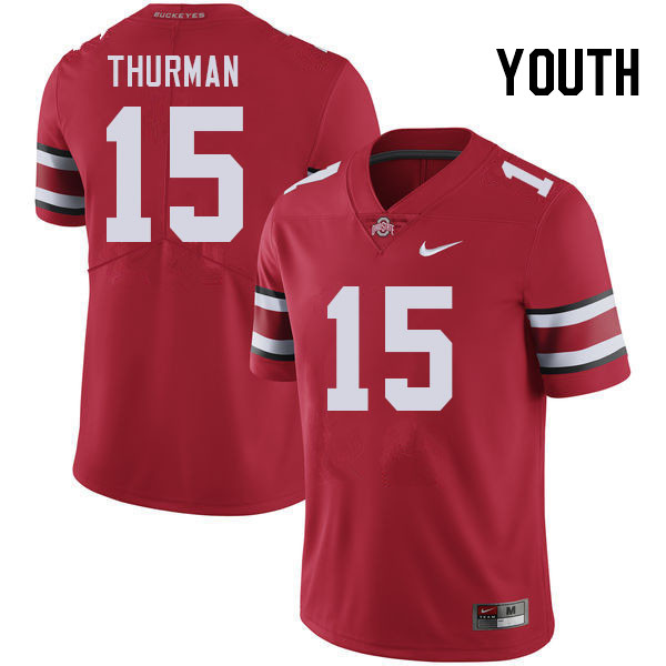 Ohio State Buckeyes Jelani Thurman Youth #15 Red Authentic Stitched College Football Jersey